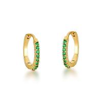 Kit Brincos Argola Com Uma Fileira Zirconias Verdes Banhado A Ouro 18k - 10