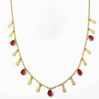 Colar De Elos Com Pingentes Banhado Ouro 18k - Vermelha - 1