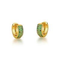 Kit Brincos Argolas Cravejadas Com Zirconias Banhadas A Ouro 18k - Verde - 5