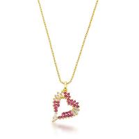 Colar Coração Com Zirconias Vermelhas E Cristais Banhadas A Ouro 18k - 45cm - 1