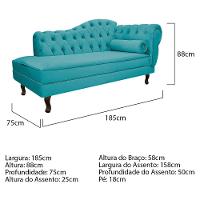 Kit Diva Recamier Diana 185cm Lado Esquerdo E 02 Poltronas Julia Suede Azul Turquesa - 6