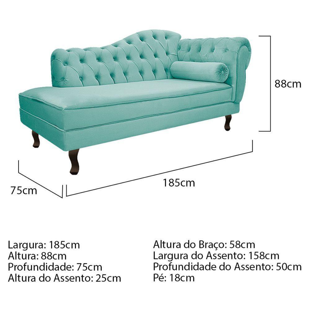 Kit Diva Recamier Diana 185cm Lado Esquerdo E 02 Poltronas Julia Suede Azul Tiffany - 3