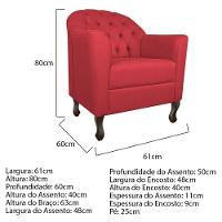 Kit Diva Recamier Diana 185cm Lado Esquerdo E 02 Poltronas Julia Suede Vermelho - 2