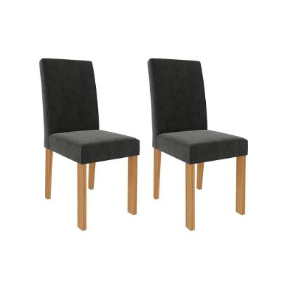 Kit 2 Cadeiras Sala Jantar Maia  2 Un Nature/Suede Chumbo - Cimol