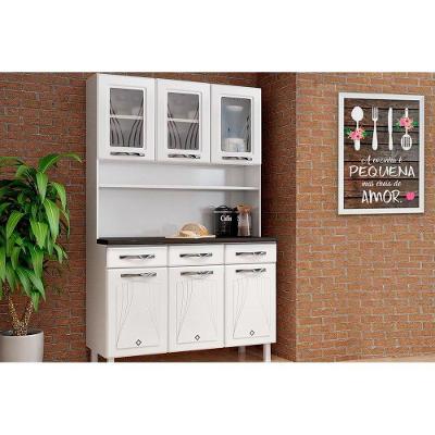 Kit de Cozinha Compacta Star New 6 Portas 3 Gavetas Aço 119cm Branco