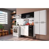 Balcão de Cozinha  Dona Maria 6173 3 Portas 1 Gaveta c/ Tampo e Pés 105cm Branco/Preto - Bertolini - 3