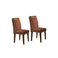 Cadeira Sala de Jantar Melissa Madeira Kit 2 Un Capuccino/Veludo Marrom - Rufato - 1