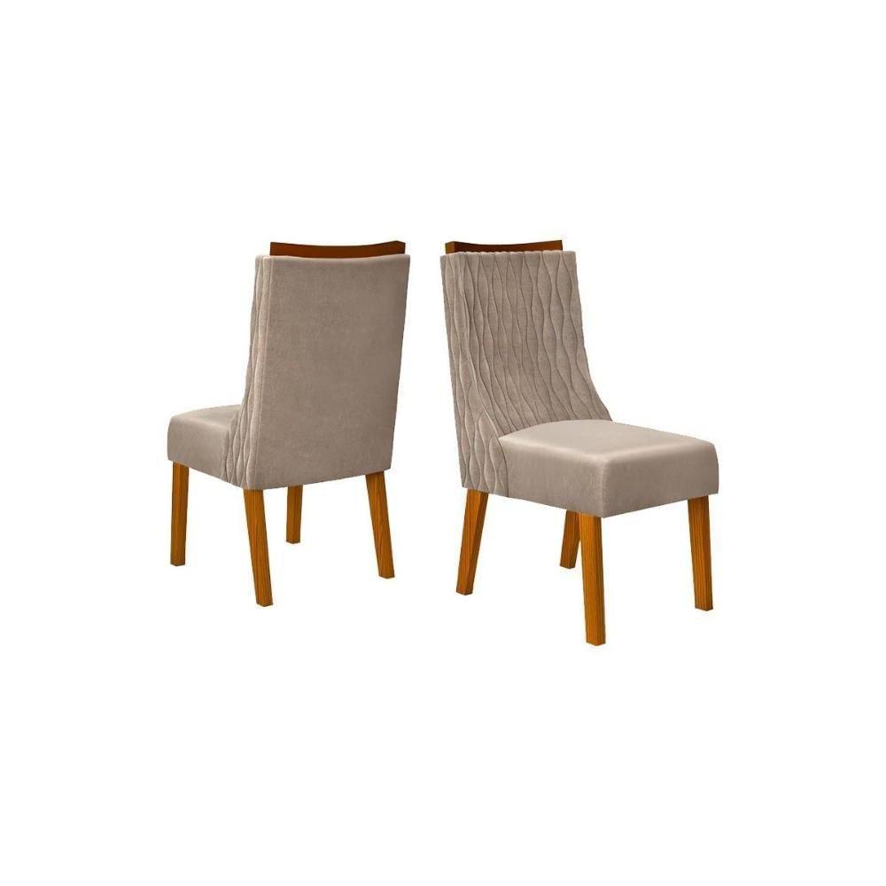 Cadeira Sala de Jantar Jade Kit 2 Un Freijó/Veludo Kraft - DJ Móveis - 1