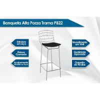 Banqueta Sala de Jantar Trama PB22CR 1 Un Vinil Preto/Cromado - Pozza - 3