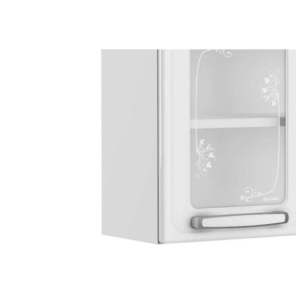 Módulo Cozinha Bertolini Evidence Armário 7006 2 Portas C- Vidro Branco-preto - 6
