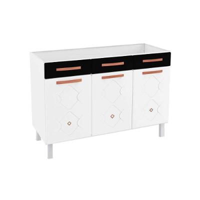 Balcão de Cozinha Modulado  Mirage New 3 Portas e 3 Gavetas s/ Tampo Branco/Preto - Telasul