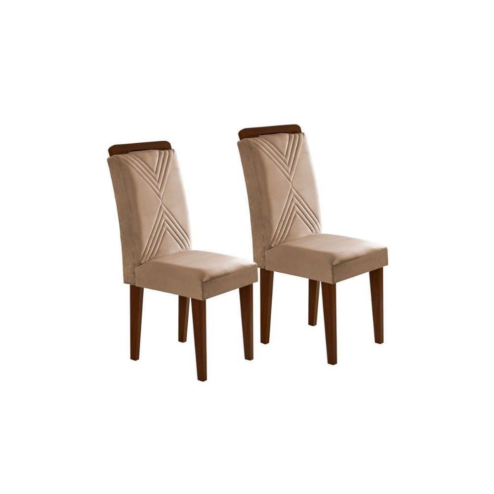 Cadeira Sala De Jantar Amsterdã Madeira Kit 2 Un Capuccino-linho Turim - Rufato - 1