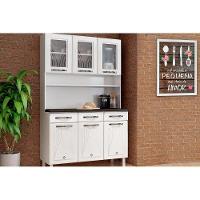 Kit de Cozinha Compacta Star New c/ 6 Portas (3 c/ Vidro) e 3 Gavetas 120cm Branco - Telasul - 1