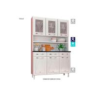 Kit de Cozinha Compacta Star New c/ 6 Portas (3 c/ Vidro) e 3 Gavetas 120cm Branco - Telasul - 6