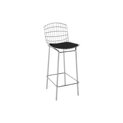Banqueta de Cozinha Trama PB22CR 1 Un Vinil Preto/Cromado - Pozza