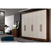 Guarda Roupa Casal 6 Portas e 4 Gavetas c/ Espelho e Pés Milly Freijó/FendiOff - Novo Horizonte - 4
