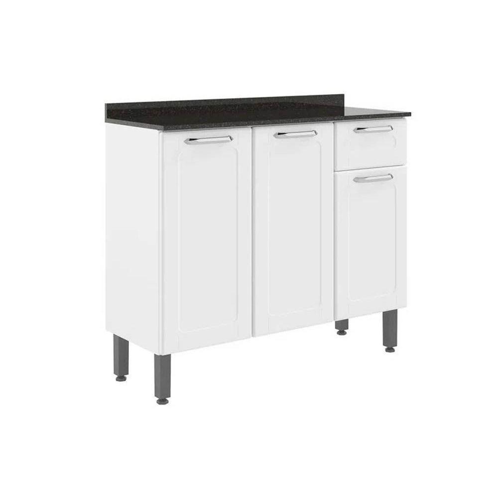 Balcão de Cozinha  Dona Maria 6173 3 Portas e 1 Gaveta c/ Tampo e Pés 105cm Branco - Bertolini - 1