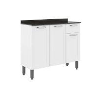 Balcão de Cozinha  Dona Maria 6173 3 Portas e 1 Gaveta c/ Tampo e Pés 105cm Branco - Bertolini - 1