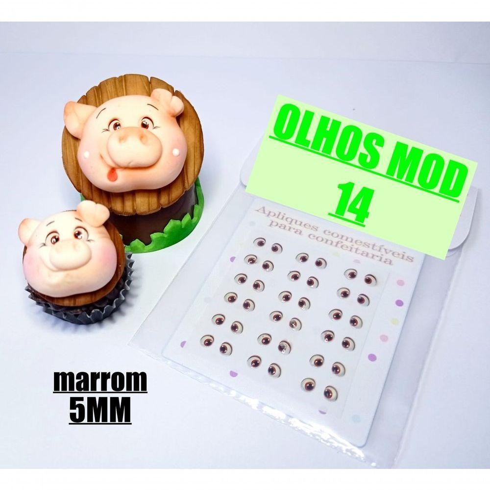 Apliques Comestíveis Olhos Castanhos Marrom Tamanho 0,5 Cm - 1