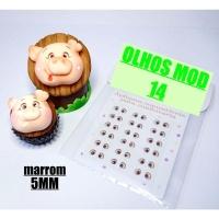 Apliques Comestíveis Olhos Castanhos Marrom Tamanho 0,5 Cm - 1