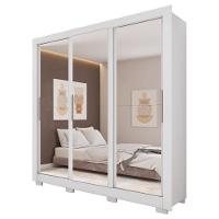 Guarda Roupas Casal 3 Portas De Correr Com Espelho 4 Gavetas Giovanna Branco Caemmum Branco - 1