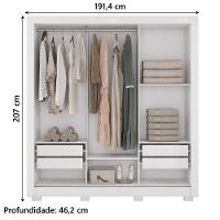 Guarda Roupas Casal 3 Portas De Correr Com Espelho 4 Gavetas Giovanna Branco Caemmum Branco - 2