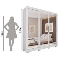 Guarda Roupas Casal 3 Portas De Correr Com Espelho 4 Gavetas Giovanna Branco Caemmum Branco