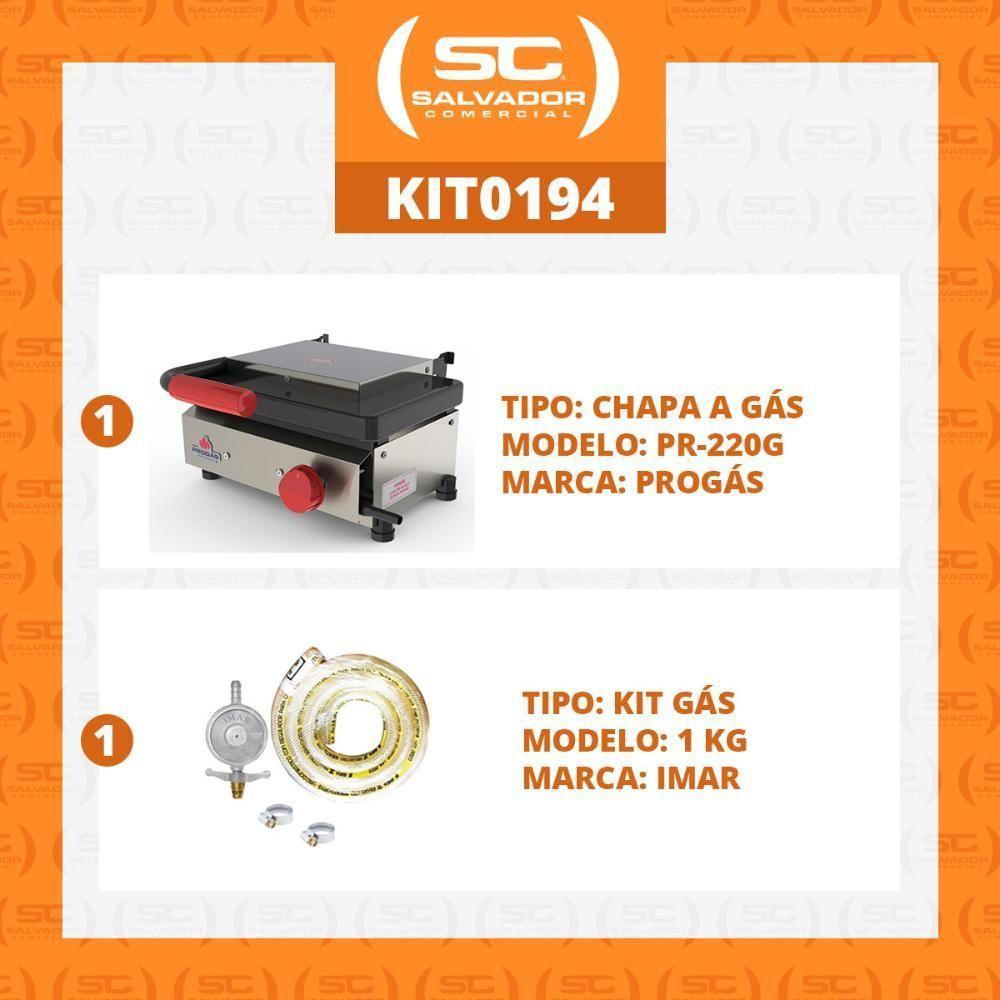 Kit - Sanduicheira Mini Grill Gás Pr-220g + Kit Gás - Progás - 2