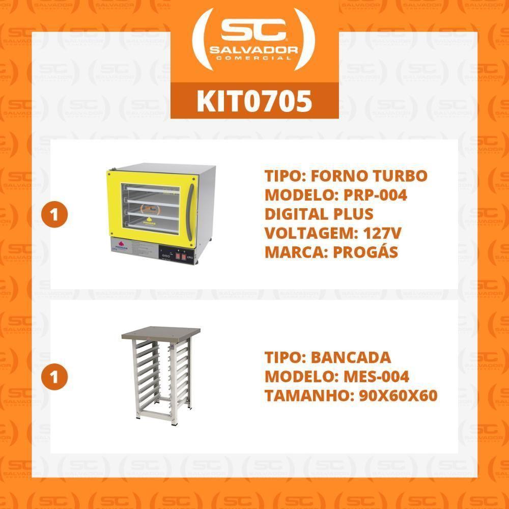Kit - Forno Turbo Prp-004 Plus Digital 127v Amarelo + Bancada Mes-004 - Progás 127v - 2