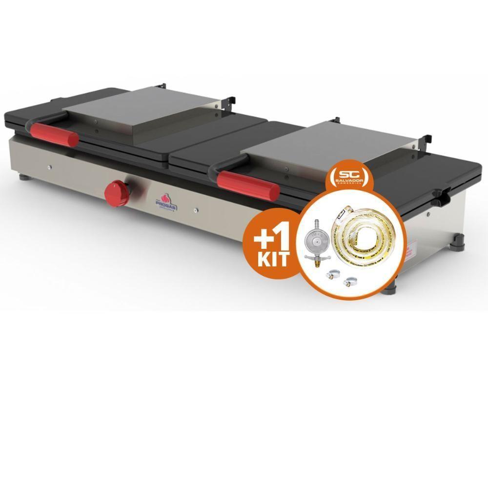 Kit - Sanduicheira 2 Prensas Gigante Gás Pr-952g + Kit Gás - Progás - 1