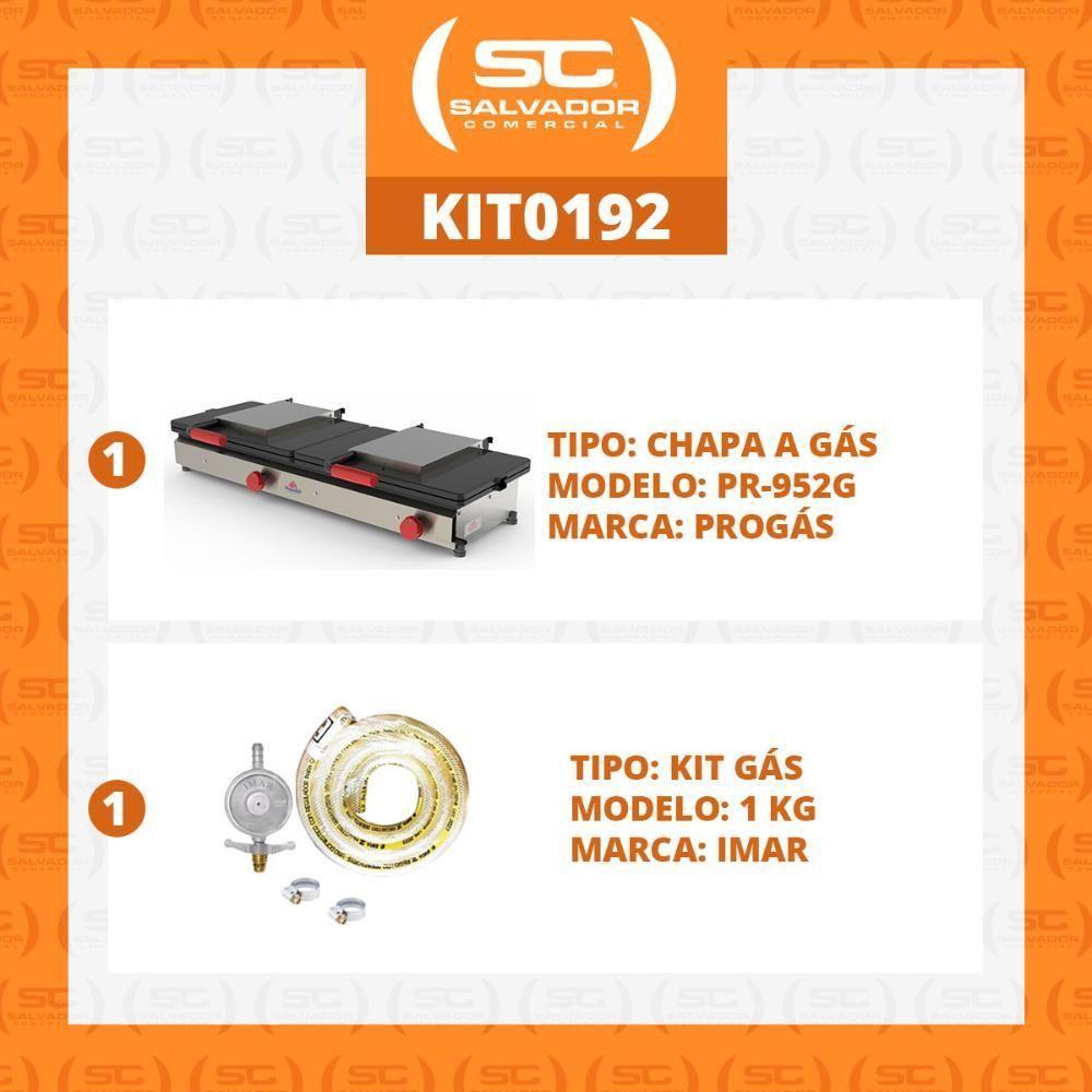 Kit - Sanduicheira 2 Prensas Gigante Gás Pr-952g + Kit Gás - Progás - 2