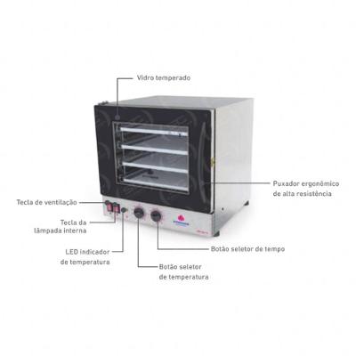 Kit - Forno Turbo Prp-004 127v Preto + Bancada Mes-004 + 4 Assadeiras - Progás 127v