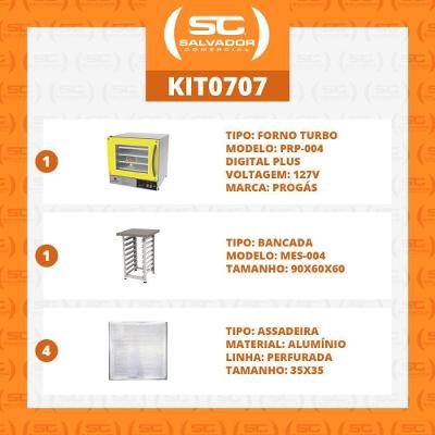 Kit - Forno Turbo Prp-004 Plus Digital 127v Amarelo + Bancada Mes-004 + 4 Assadeiras - Progás 127v