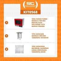 Kit - Forno Turbo Prp-004 Plus Digital 127v Vermelho + Bancada Mes-004 + 8 Assadeiras - Progás 127v