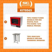 Kit - Forno Turbo Prp-004 Plus Digital 127v Vermelho + Bancada Mes-004 - Progás 127v - 2