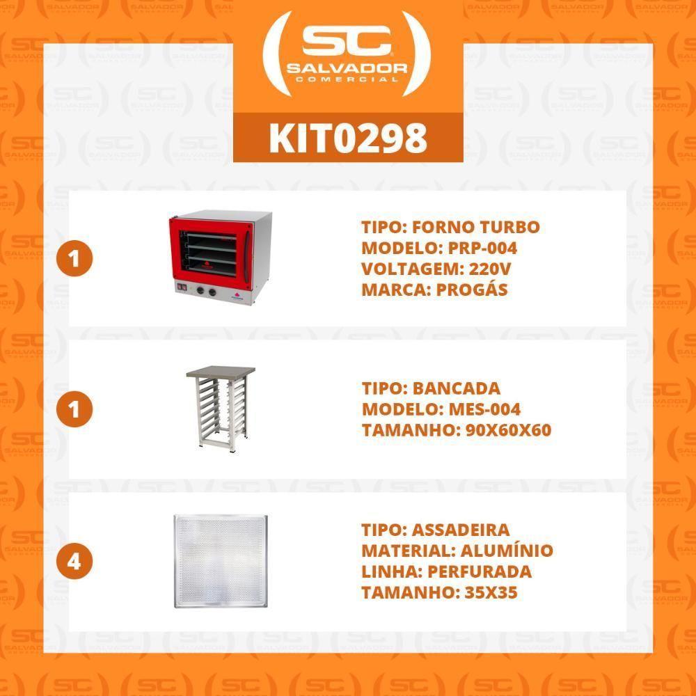 Kit - Forno Turbo Elétrico Fast Oven Prp-004 220v Vermelho + Bancada Mes-004 + 4 Assadeiras 220v - 4