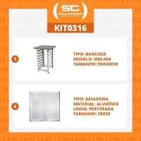 Kit - Mesa Apoio Mes-004 Bancada Capacidade 8 Níveis + 4 Assadeiras 35x35 - Progás