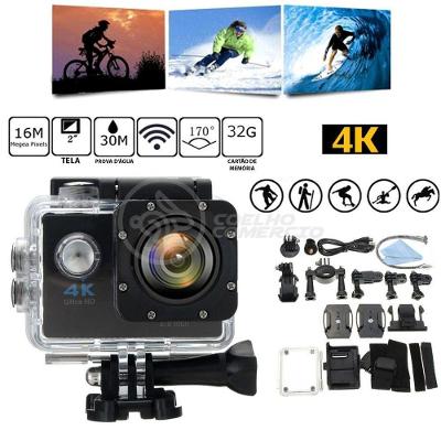 Go Cam Camera Vídeo Action Wifi 4K Ultra Hd Dv 30M Preto