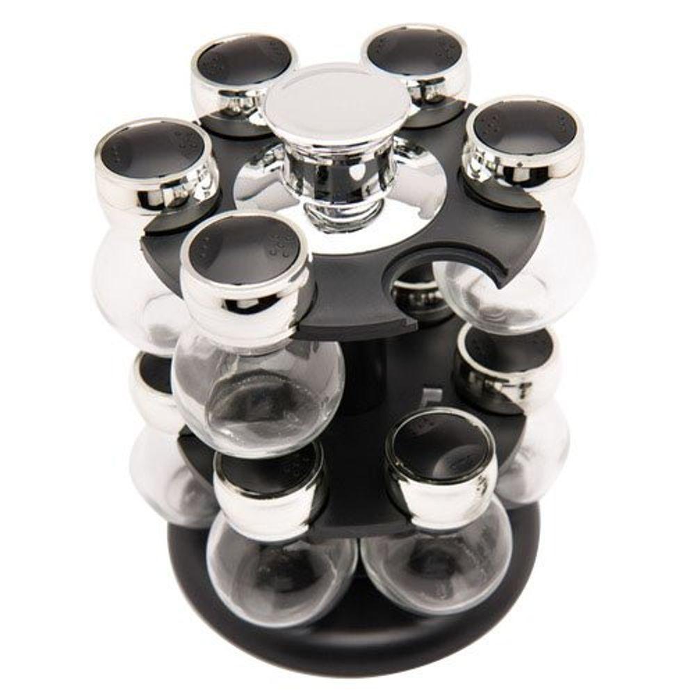 Kit Porta Temperos Condimentos 12 Potes Suporte Giratório - 2