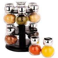 Kit Porta Temperos Condimentos 12 Potes Suporte Giratório - 1