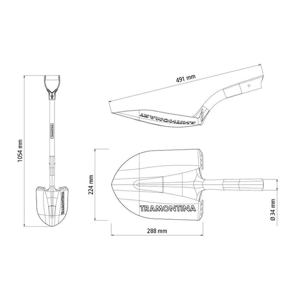 Pá De Bico 416/20 Em Aço Com Cabo De Madeira 71 Cm Com Empunhadura Plástica Reta Ergonômi - 4