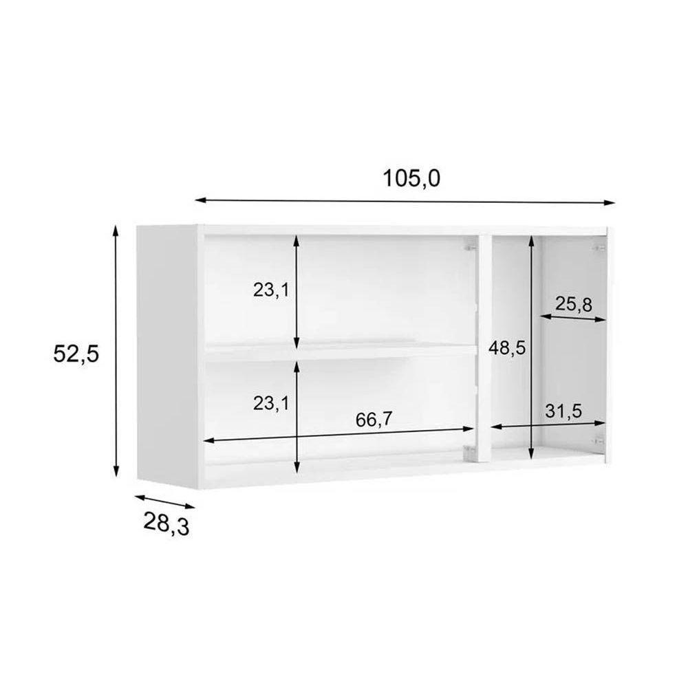 Armário Aéreo p/ Cozinha  Múltipla 6009 3 Portas 105cm Branco - Bertolini - 4