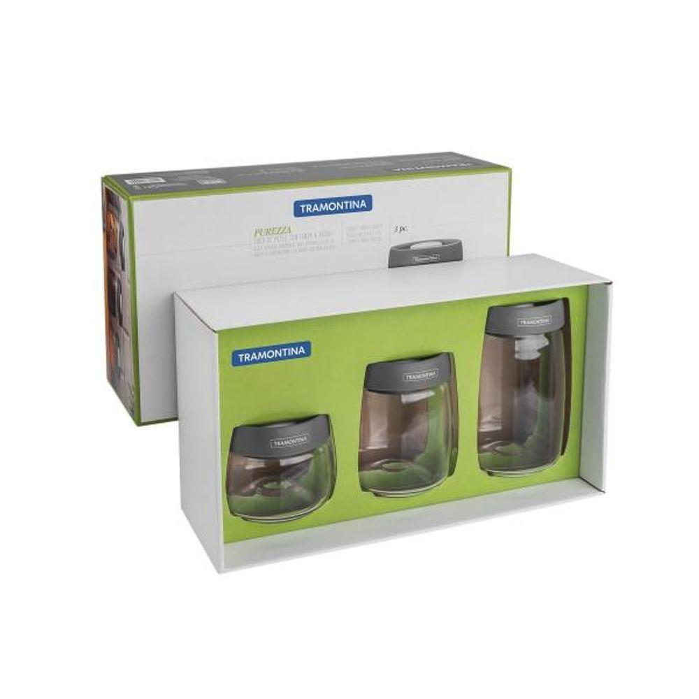 Jogo De Potes De Vidro Tramontina Purezza Tampa Plástica A V - 3