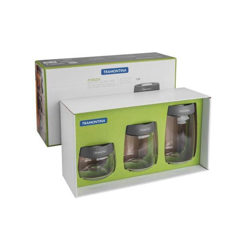 Jogo De Potes De Vidro Tramontina Purezza Tampa Plástica A V - 5