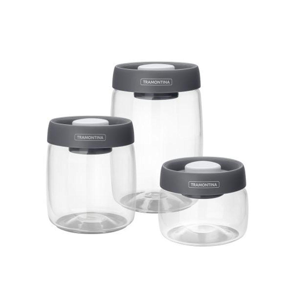 Jogo De Potes De Vidro Tramontina Purezza Tampa Plástica A V - 6