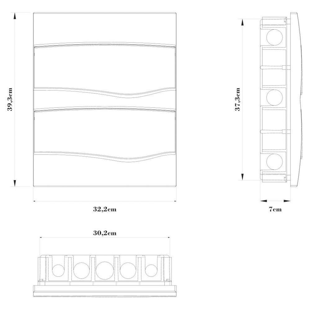 Quadro De Distribuição De Embutir 24 Din Ou 16 Nema Tramontina Com Porta Transparente Tramontina - 3