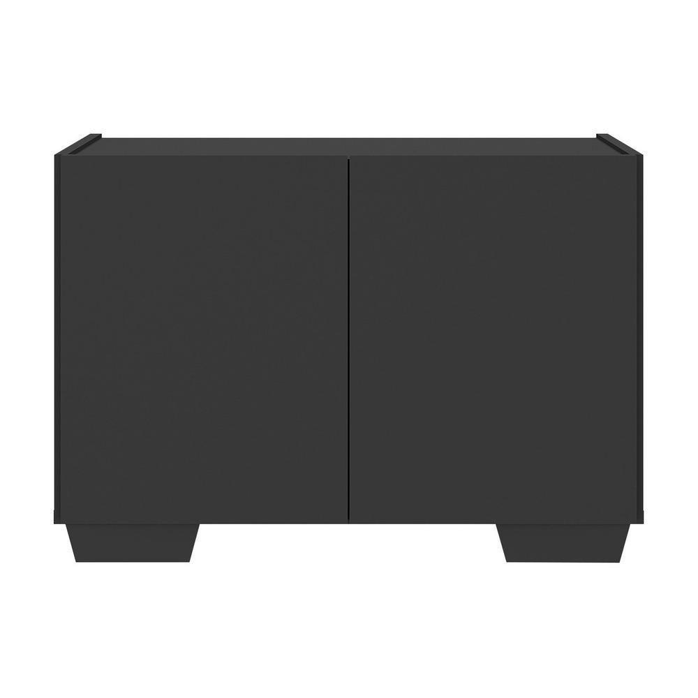 Kit 2 Mesas De Cabeceira 2 Portas E Pés Multimóveis Mp4139 Preto Preto - 2