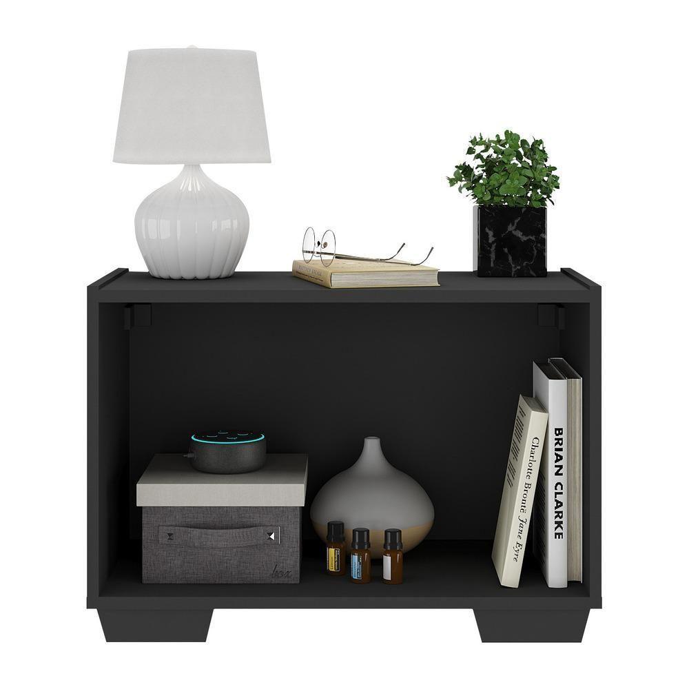 Kit 2 Mesas De Cabeceira 2 Portas E Pés Multimóveis Mp4139 Preto Preto - 5