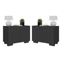 Kit 2 Mesas De Cabeceira 2 Portas E Pés Multimóveis Mp4139 Preto Preto - 1