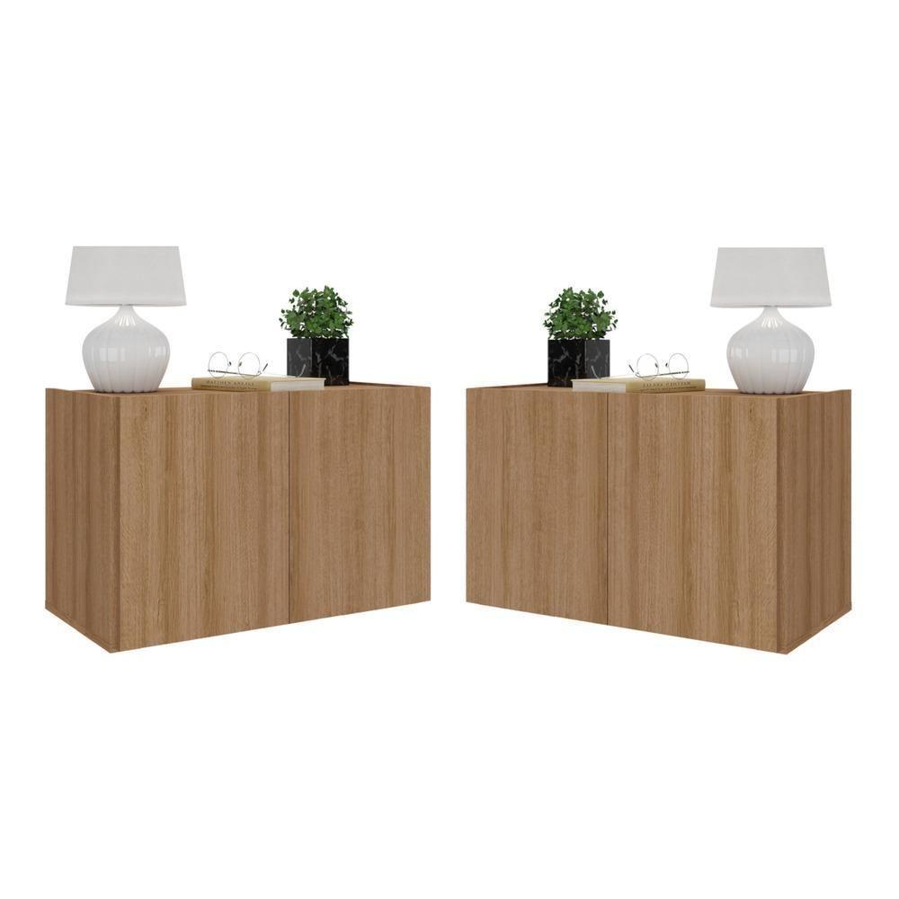 Kit 2 Mesas De Cabeceira Suspensas 2 Portas Multimóveis Mp4137 Rustic Rustic - 1